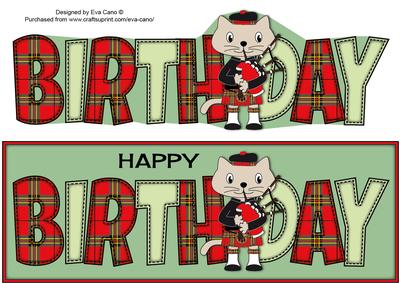 Bagpiper Max the Cat Birthday Large Dl