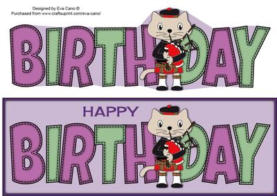 Bagpiper Max the Cat Birthday Large Dl 2