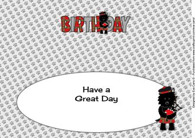 Bagpiper Jazz the Dog Birthday Large Dl Insert