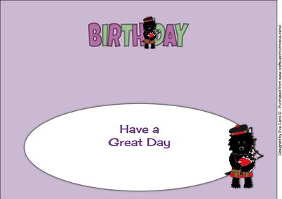 Bagpiper Jazz the Dog Birthday Large Dl 3 Insert