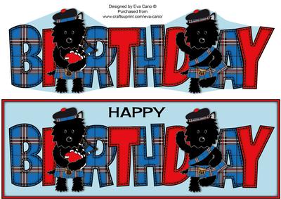 Bagpiper & Highland Fling Jazz the Dog Birthday Large Dl