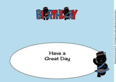 Bagpiper & Highland Fling Jazz the Dog Birthday Large Dl Ins