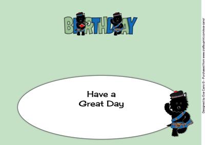 Bagpiper & Highland Fling Jazz the Dog Birthday Large Dl 3 I