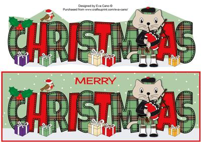Bagpiper Max the Cat Christmas Large Dl