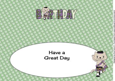 Highland Fling Max the Cat Birthday Large Dl Insert
