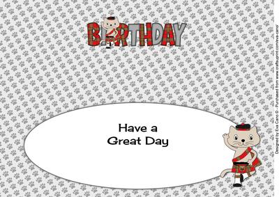 Highland Fling Max the Cat Birthday Large Dl 4 Insert