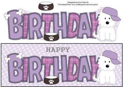 White Jazz the Dog with Cap Birthday Large Dl