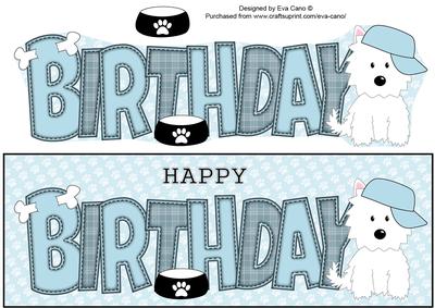 White Jazz the Dog with Cap Birthday Large Dl 3