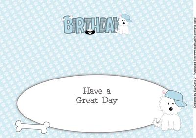 White Jazz the Dog with Cap Birthday Large Dl 3 Insert