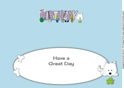 White Jazz the Dog in the Garden Birthday Large Dl Insert