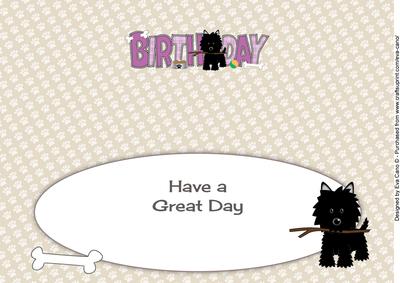 Black Jazz the Dog with Stick Birthday Large Dl Insert