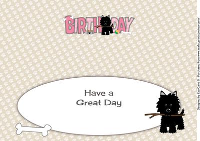 Black Jazz the Dog with Stick Birthday Large Dl 3 Insert