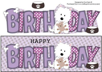 Jazz the Dog with Teddy Birthday Large Dl