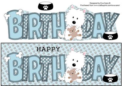 Jazz the Dog with Teddy Birthday Large Dl 3