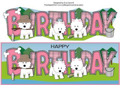 Fishing White Jazz Dogs Birthday Large Dl