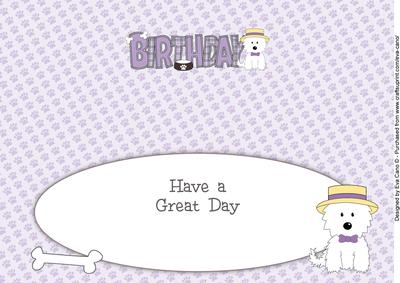 Smart White Jazz the Dog Birthday Large Dl 2 Insert