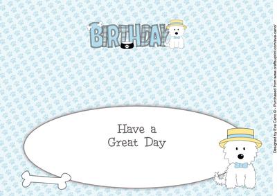 Smart White Jazz the Dog Birthday Large Dl 3 Insert