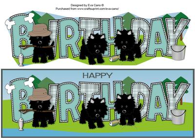 Fishing Black Jazz Dogs Birthday Large Dl