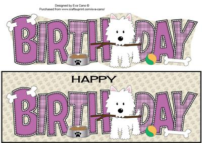 Jazz the Dog with Stick Birthday Large Dl