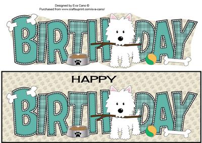 Jazz the Dog with Stick Birthday Large Dl 2