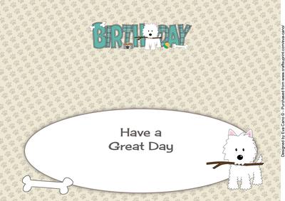 Jazz the Dog with Stick Birthday Large Dl 2 Insert