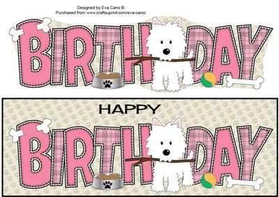 Jazz the Dog with Stick Birthday Large Dl 3