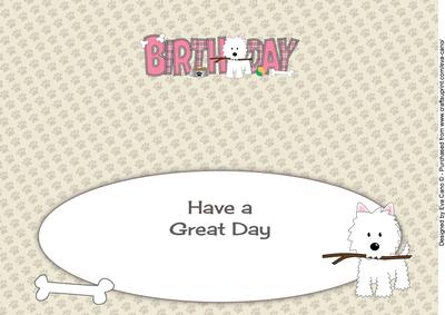 Jazz the Dog with Stick Birthday Large Dl 3 Insert