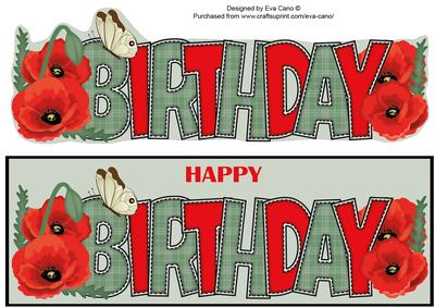 Poppies & Butterfly Birthday Large Dl 2