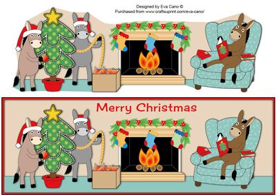 Donkeys Getting Ready for Christmas Large Dl