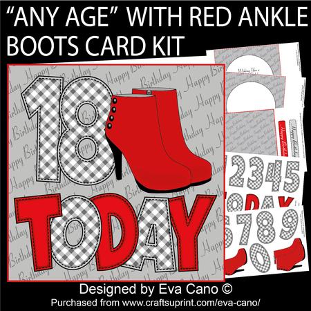 'any Age' with Red Ankle Boots Card Kit