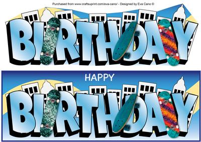 Skateboarding Birthday Large Dl