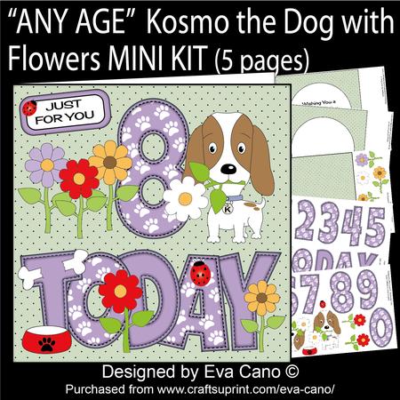 'any Age' Kosmo the Dog with Flowers Mini Kit
