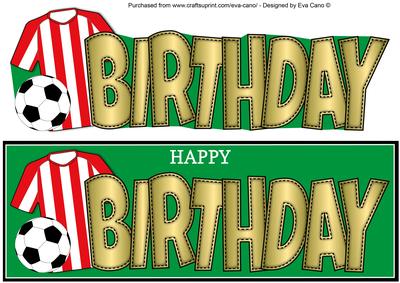 Red & White Stripes Football Top Birthday Large Dl
