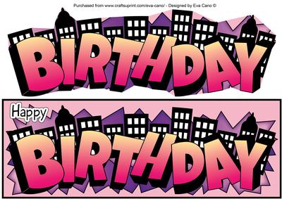 Urban Art in Pinks Birthday Large Dl