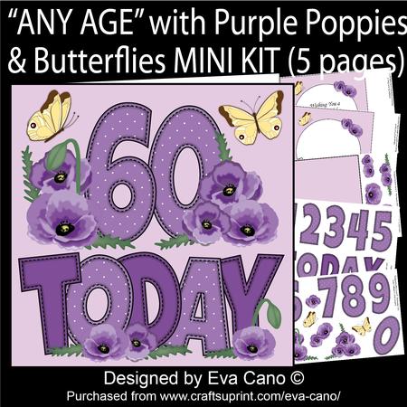'any Age' with Purple Poppies & Butterflies Mini Kit
