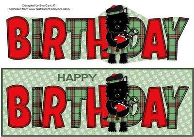 Bagpiper Jazz Dog Green Tartan Birthday Large Dl