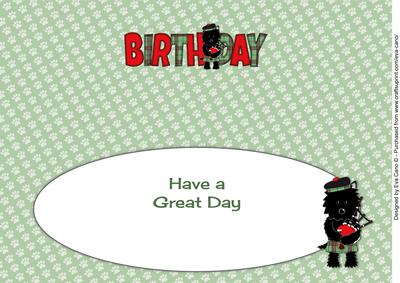 Bagpiper Jazz Dog Green Tartan Birthday Large Dl Insert