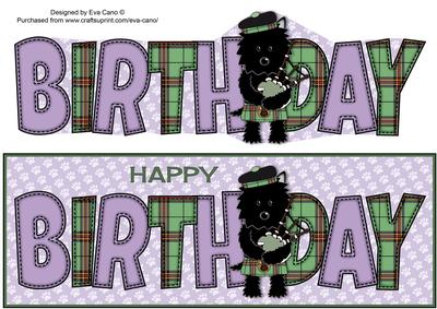 Bagpiper Jazz Dog Green Tartan Birthday Large Dl 3