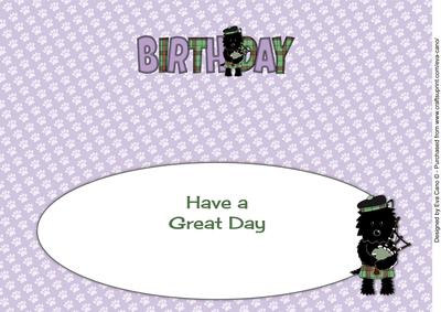 Bagpiper Jazz Dog Green Tartan Birthday Large Dl 3 Insert