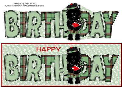 Bagpiper Jazz Dog Green Tartan Birthday Large Dl 4
