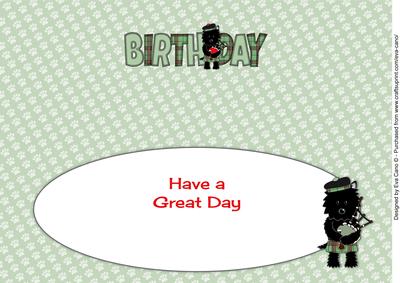 Bagpiper Jazz Dog Green Tartan Birthday Large Dl 4 Insert