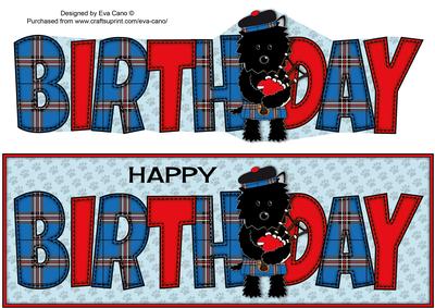 Bagpiper Jazz Dog Blue Tartan Birthday Large Dl 2