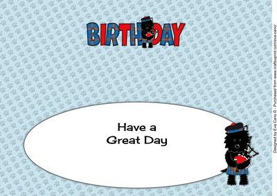 Bagpiper Jazz Dog Blue Tartan Birthday Large Dl 2 Insert
