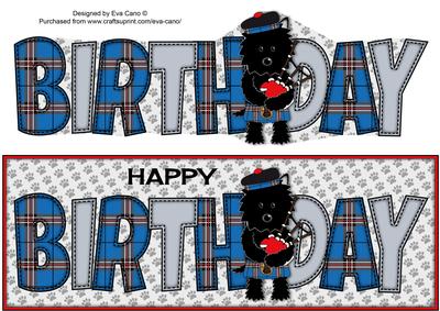Bagpiper Jazz Dog Blue Tartan Birthday Large Dl 3