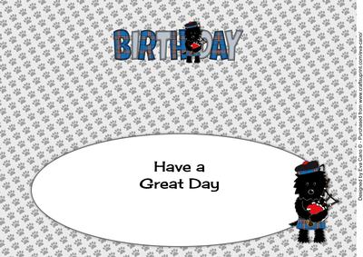 Bagpiper Jazz Dog Blue Tartan Birthday Large Dl 3 Insert