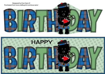 Bagpiper Jazz Dog Blue Tartan Birthday Large Dl 4