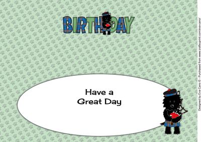 Bagpiper Jazz Dog Blue Tartan Birthday Large Dl 4 Insert