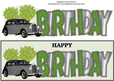 Vintage Car Birthday Large Dl