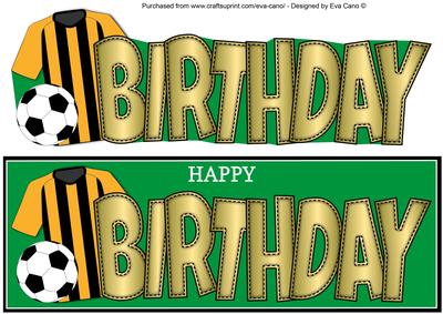 Black & Gold Stripes Football Top Birthday Large Dl