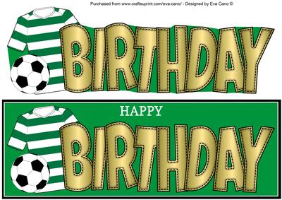 Green & White Hoops Football Top Birthday Large Dl